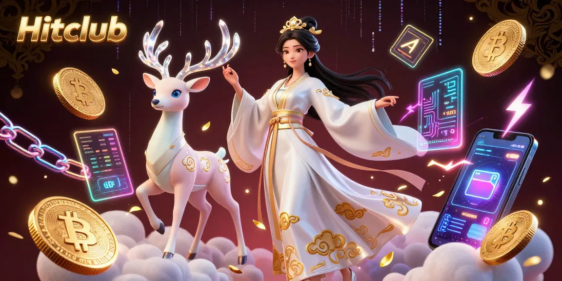 Engage in thrilling gameplay at Hitclub with vibrant 3D elements showcasing digital currencies and casino features.