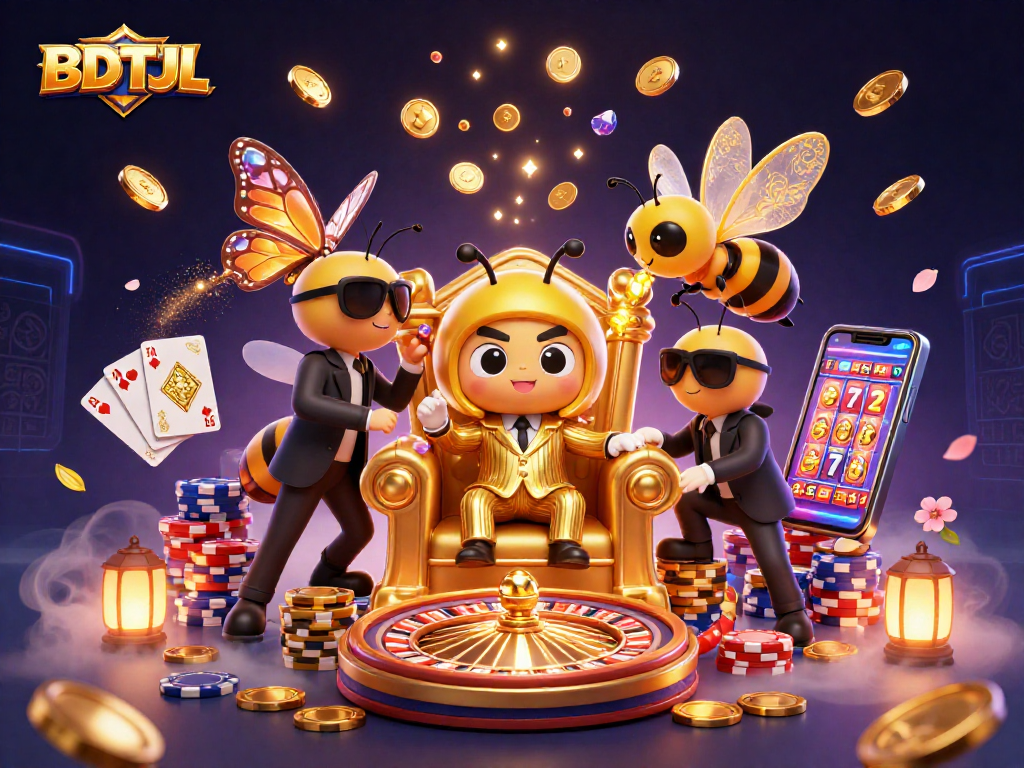 Experience BDTJL with a lively scene featuring a bumblebee mob boss amidst a vibrant casino.