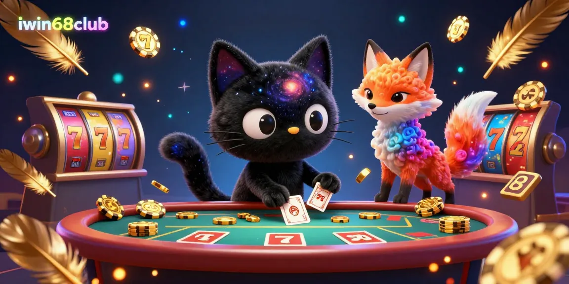 Experience thrilling games at iwin68club with a cosmic casino scene filled with action, colorful elements, and exciting features.