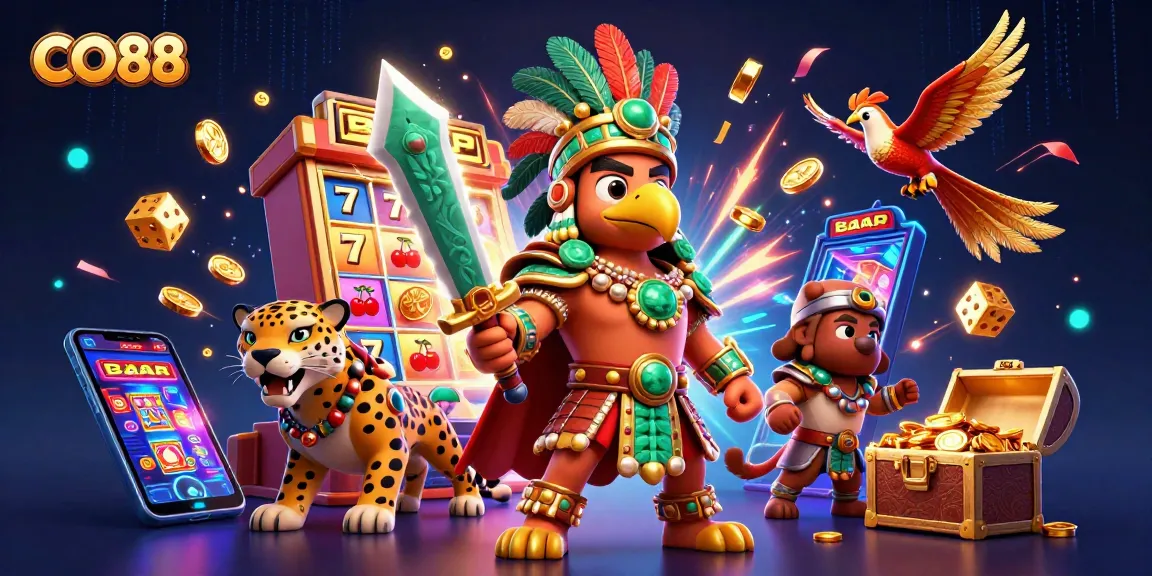 Engage with CO88's vibrant casino adventure showcasing Aztec warriors and stunning jackpots.