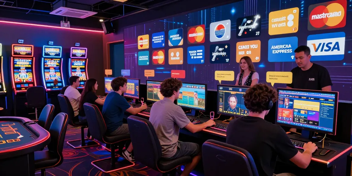 Exciting scene featuring players at credit card deposit casinos engaged in gaming activities.