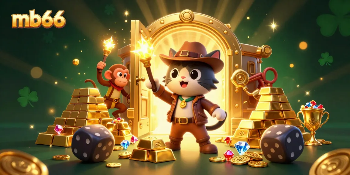 Engage with mb66’s thrilling gameplay, featuring a cat archaeologist and treasures in a vibrant casino scene.