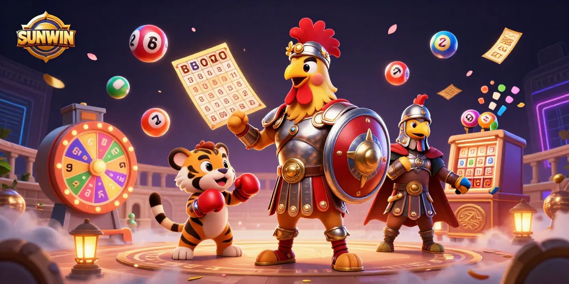 SUNWIN engages players with an exciting 3D scene featuring lively characters, colorful slots, and vibrant casino elements.
