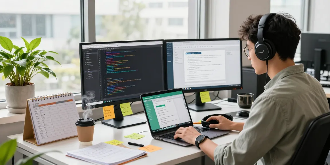 Using WhatsApp電腦版 in a modern workspace with dual monitors and tech elements.