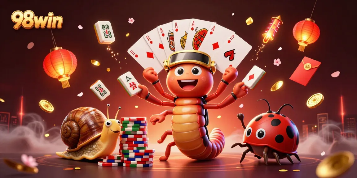 Engage with exciting games at 98win featuring a vibrant casino scene animated by dynamic characters.