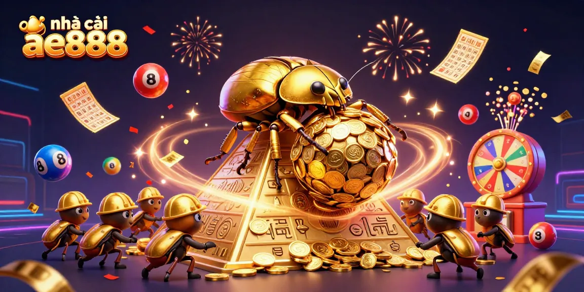 Experience the excitement at nhà cái ae888 with vibrant games, lottery balls, and golden treasures.