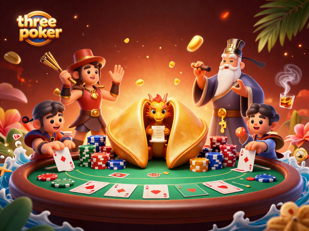 Experience three card poker thrills with vibrant poker elements and dynamic characters.