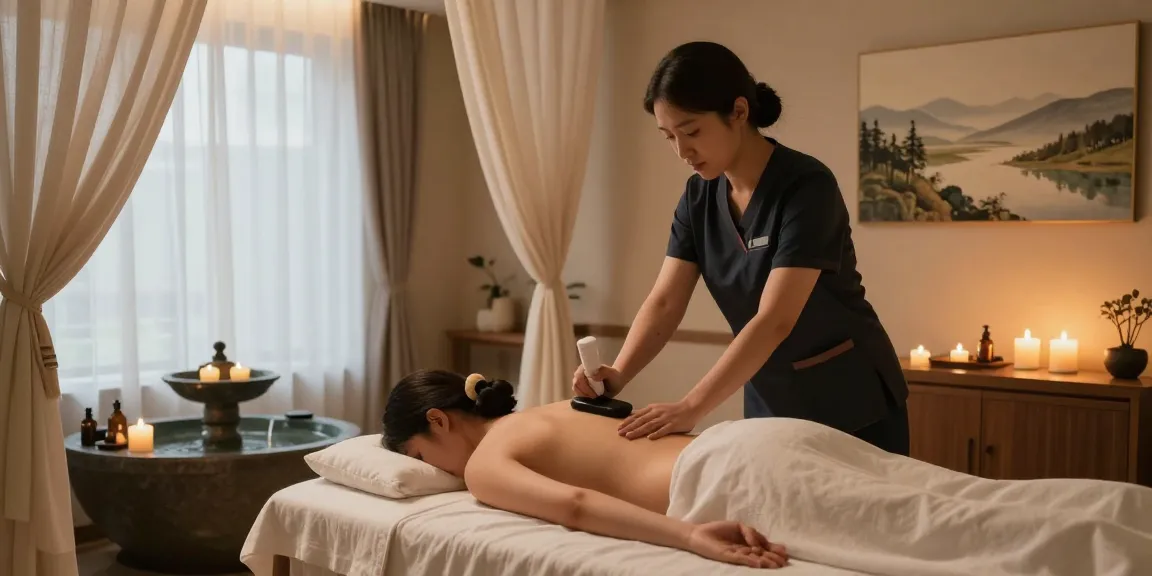 하남출장마사지 session at a serene wellness center, showcasing therapist and relaxing ambiance.