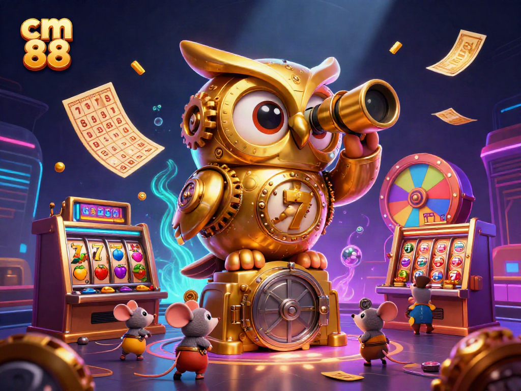 Engage in thrilling slot action with cm 88, featuring a dynamic digital casino scene.
