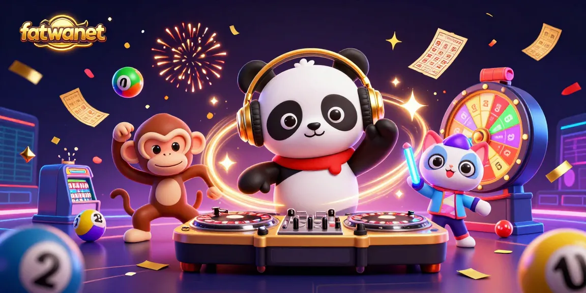 Experience excitement at fatwanet with a lively scene of animated characters engaging in vibrant casino activities.