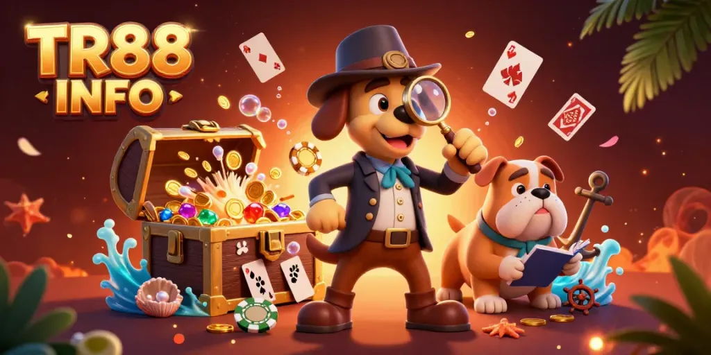 Engage in thrilling adventures with TR88 INFO as a detective bloodhound unveils poker chip clues amidst treasure-rich surroundings.
