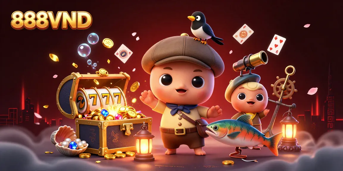 888VND illustrates a dynamic scene with Nessie, a magpie, and salmon enjoying spectacular slot game action.