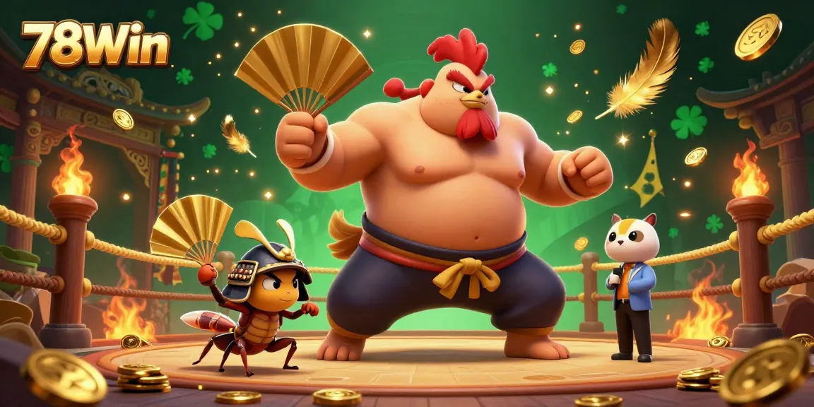 Engage with the 78Win casino experience while witnessing a powerful rooster and samurai cricket in action.