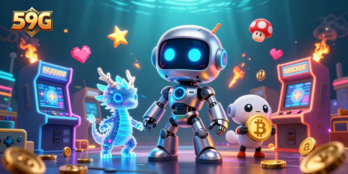 Experience the thrill of 59G gaming with vibrant casino characters and colorful arcade elements.
