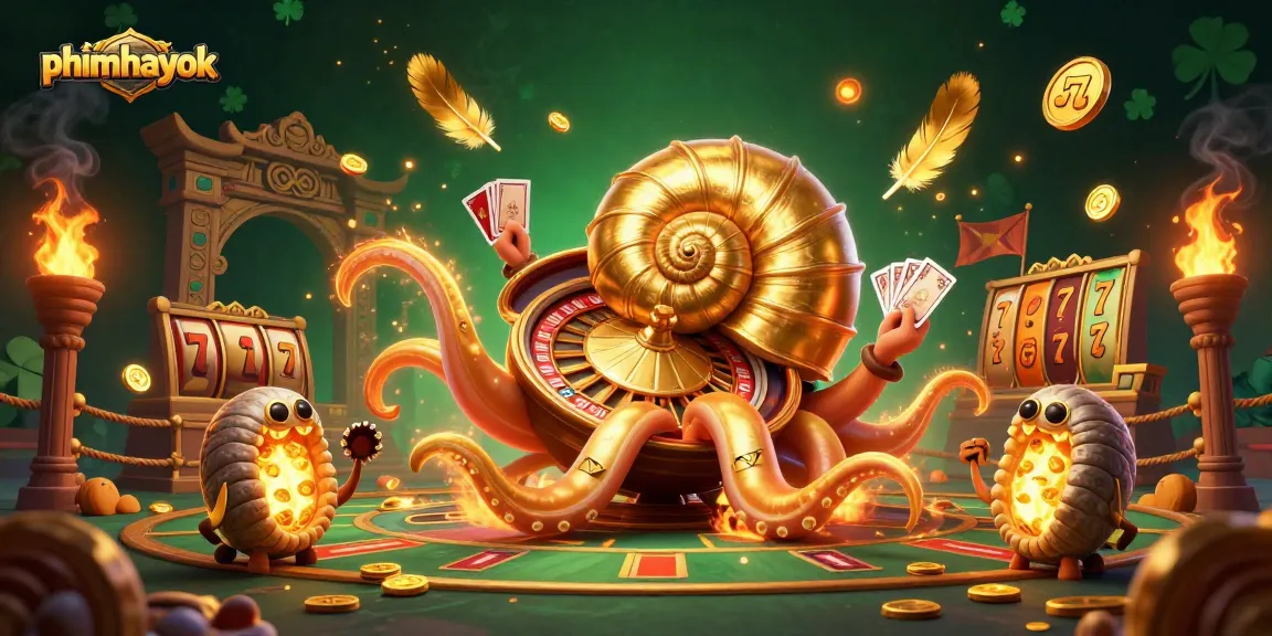 Engage with casino excitement at phimhayok in a vibrant 3D digital illustration.