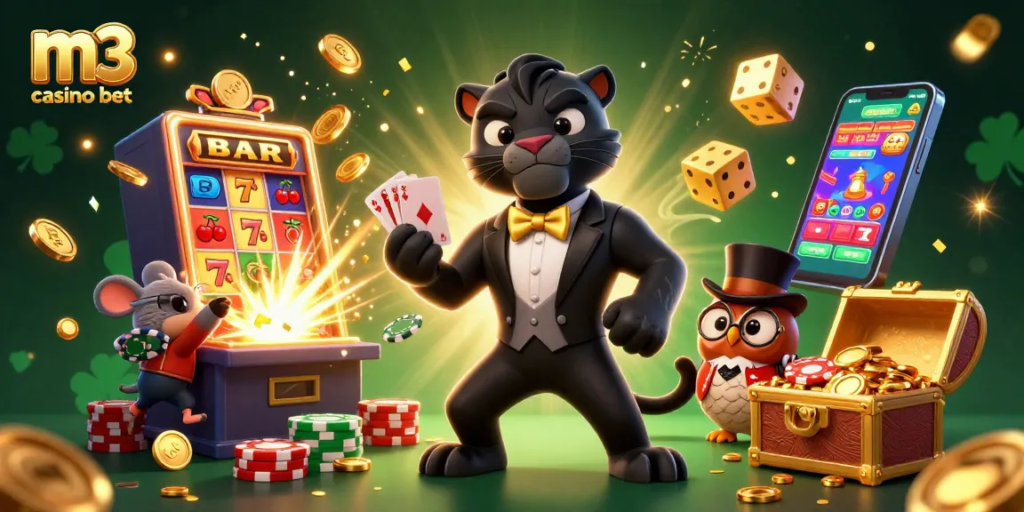 Experience thrilling gameplay at m3 casino bet with a stylish panther dealer and winning symbols!