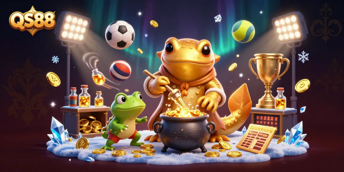 Experience QS88 with a giant golden salamander alchemist in a rich casino world, transforming base metals into gold.