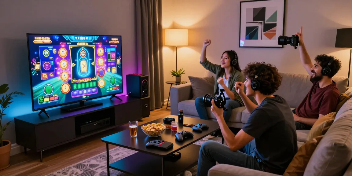 Exciting oppa86 situs gaming scene with enthusiastic players enjoying vibrant slot games.
