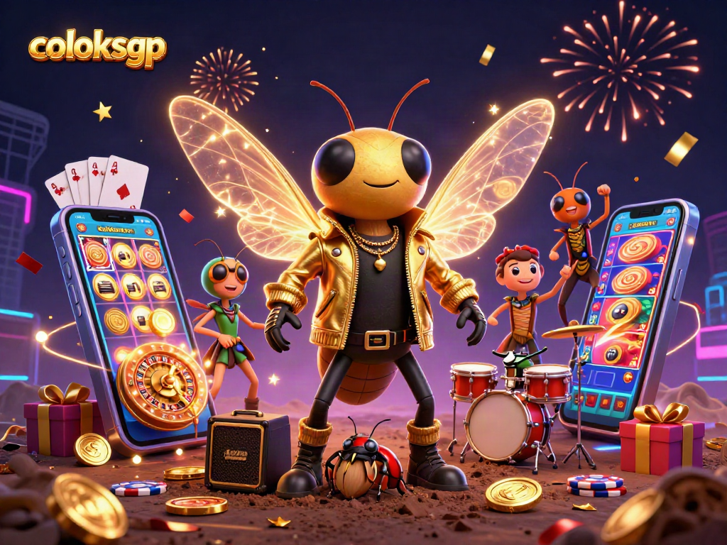 Experience winning with coloksgp in this vibrant, packed 3D casino scene showcasing exciting game elements.