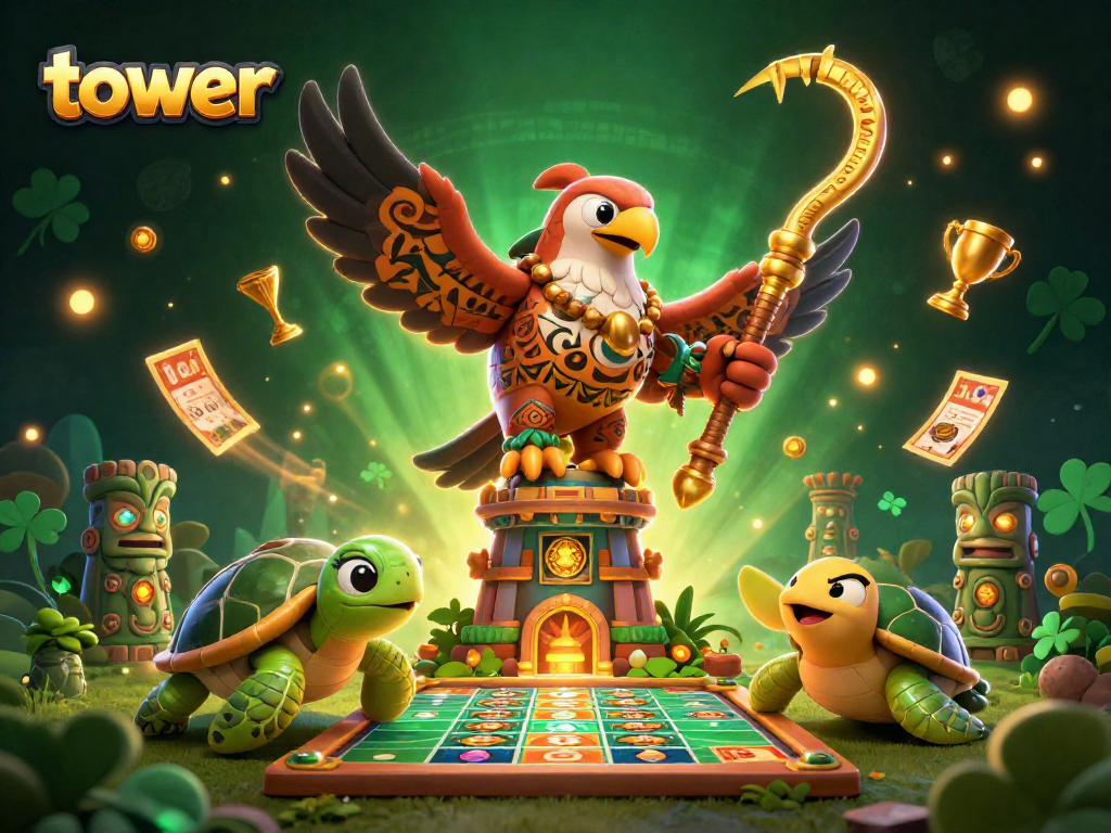 Engage in the thrilling tower game while navigating obstacles and unlocking treasure.