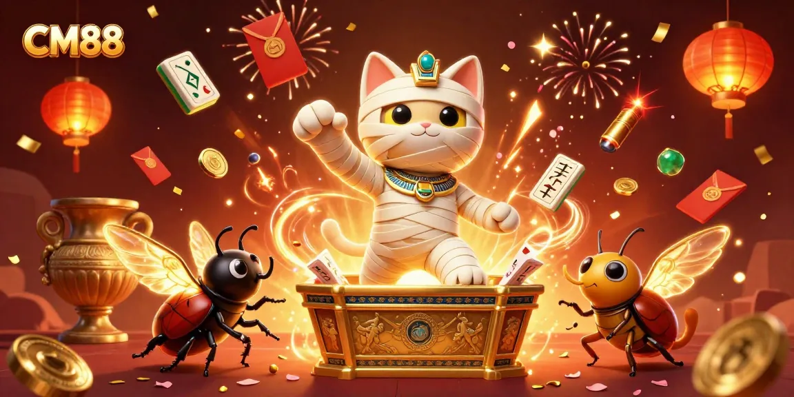 Experience excitement at CM88 with a vivid casino scene featuring vibrant characters and captivating gaming elements.