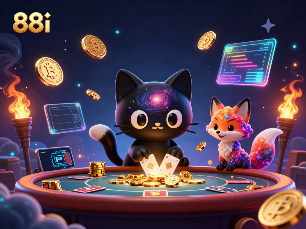 Engage with 88i as the black hole cat cements its gravitational charm at a cosmic casino table.
