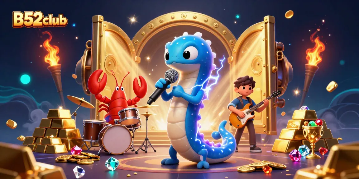 Experience thrilling gaming at B52club with vibrant animated characters and dynamic casino elements.