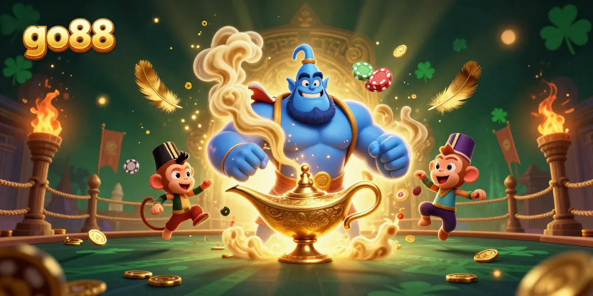 Experience the excitement of go88 with dynamic casino elements and vibrant characters in this immersive 3D rendering.