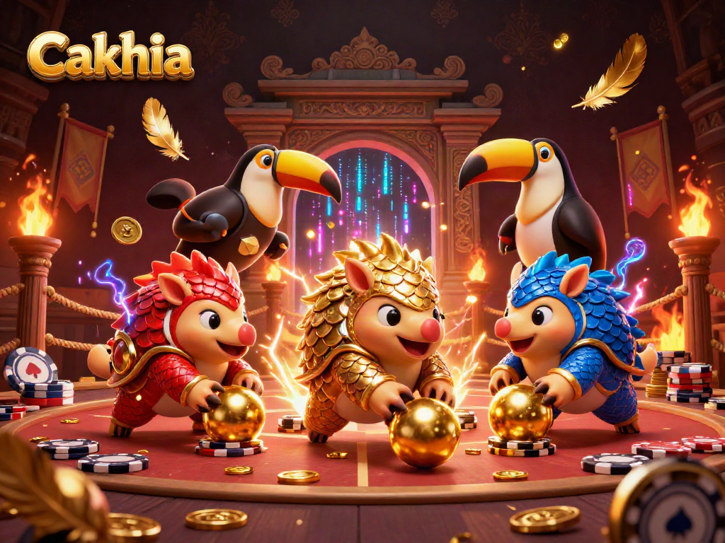 Cakhia showcases a vibrant match between rival pangolins in a thrilling gambling arena.