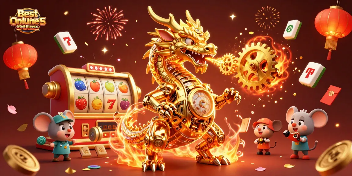 Experience the excitement of the Best Online Slot Games Malaysia with a rich 3D illustration of a dragon and vibrant gaming elements.