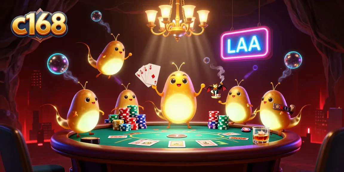 Light up your night with c168's spectacular cave casino, featuring vibrant glowworms and poker action.