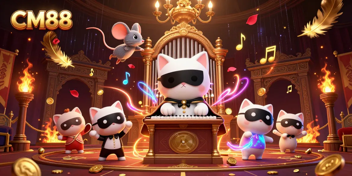 Engage with CM88's immersive casino experience, where the phantom cat and acrobat inspire winnings in a vibrant setting.