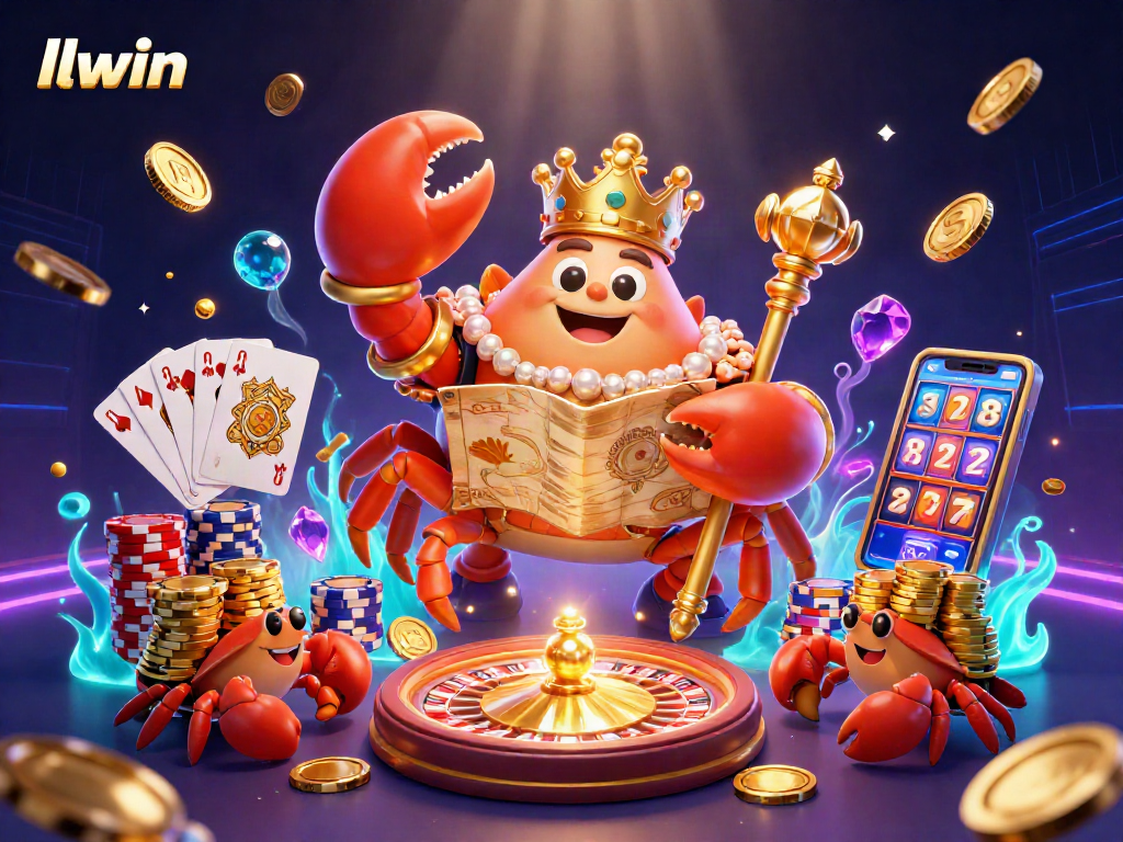 Experience thrilling gameplay with llwin's vibrant casino elements, featuring a majestic crab and treasure.