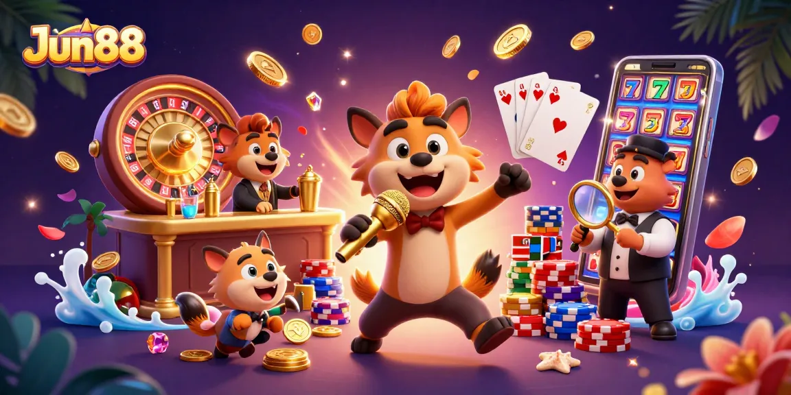 Engage with dynamic Jun88 casino fun featuring hyenas in an exciting scene of gaming and laughter.