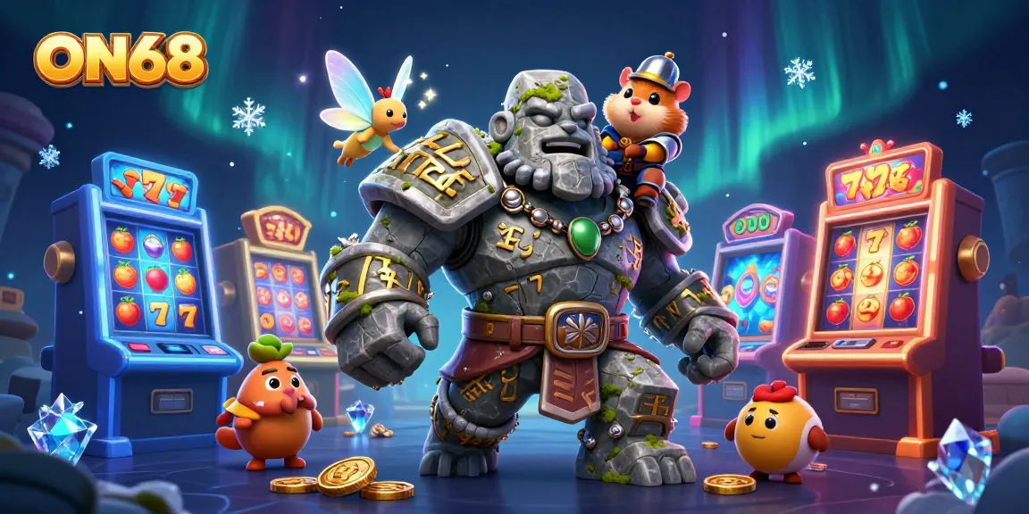 Experience the thrill of ON68 with vibrant slot machines and magical characters.
