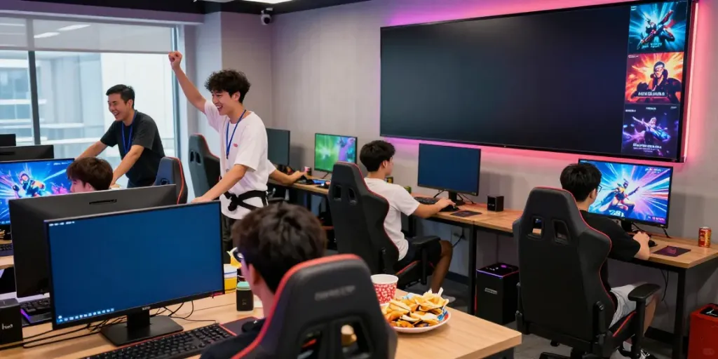Engaging atmosphere at https://h19gene.com/ showcasing friends enjoying dynamic online gaming together.