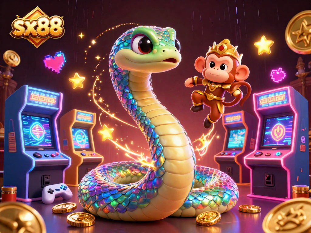 Swing with the monkey king in sx88's playful casino adventure featuring vibrant 3D elements.