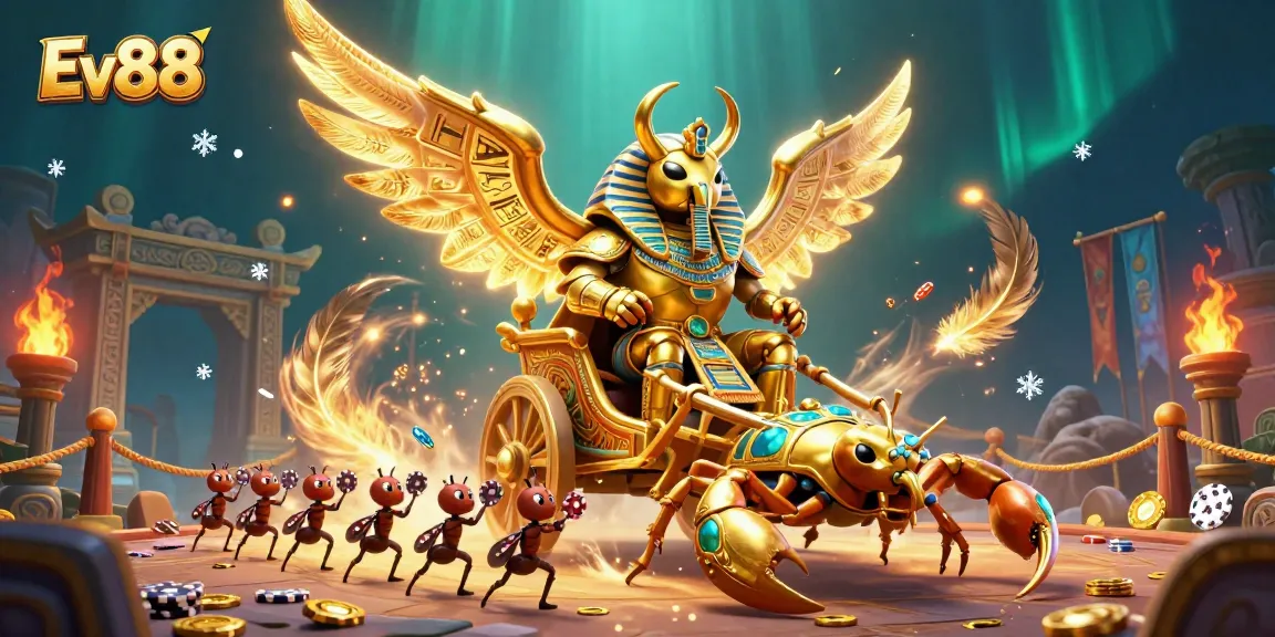 Ev88 players engage in a thrilling, vibrant casino atmosphere with games and golden riches.