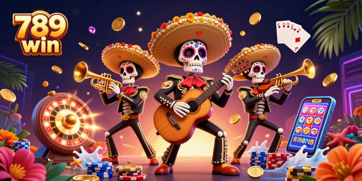 Engage with the vibrant world of 789 win through a colorful 3D casino illustration featuring enchanting gameplay elements.