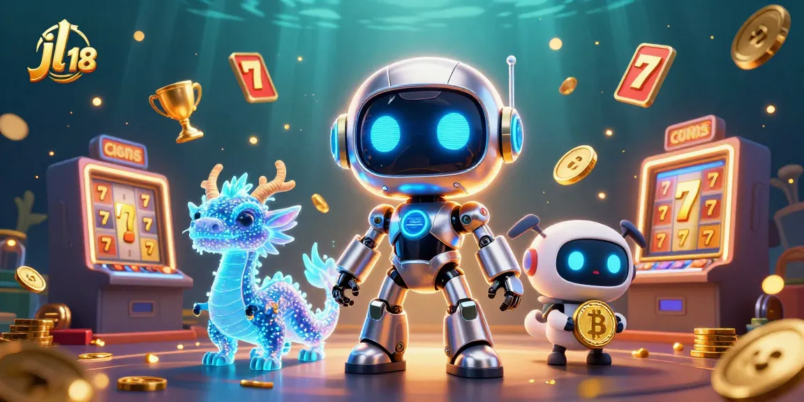 Experience thrilling gameplay with jl 18 in this illustration featuring vibrant slot reels and cyberpunk mascots.