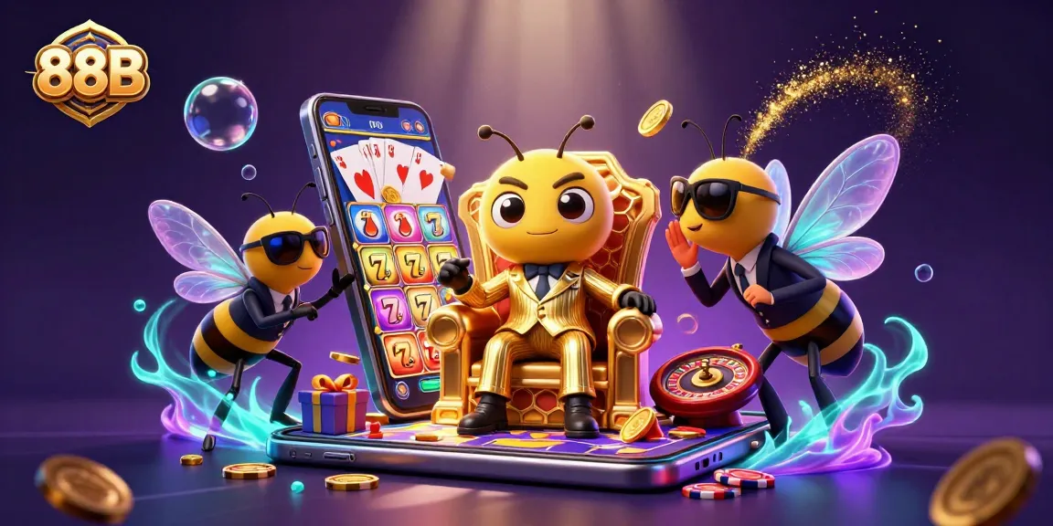 Experience the thrill of 88B casino with a vibrant 3D scene showcasing exciting gaming elements and characters.
