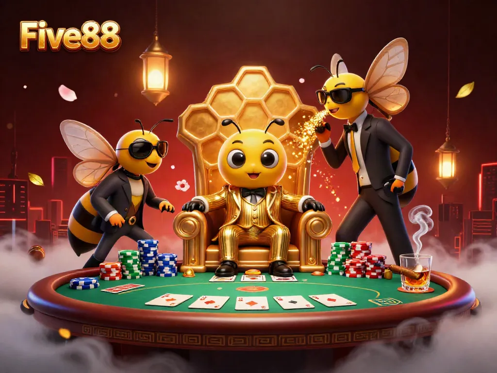 Engage with Five88 at the lavish poker table, where the bumblebee mob boss rules the scene.
