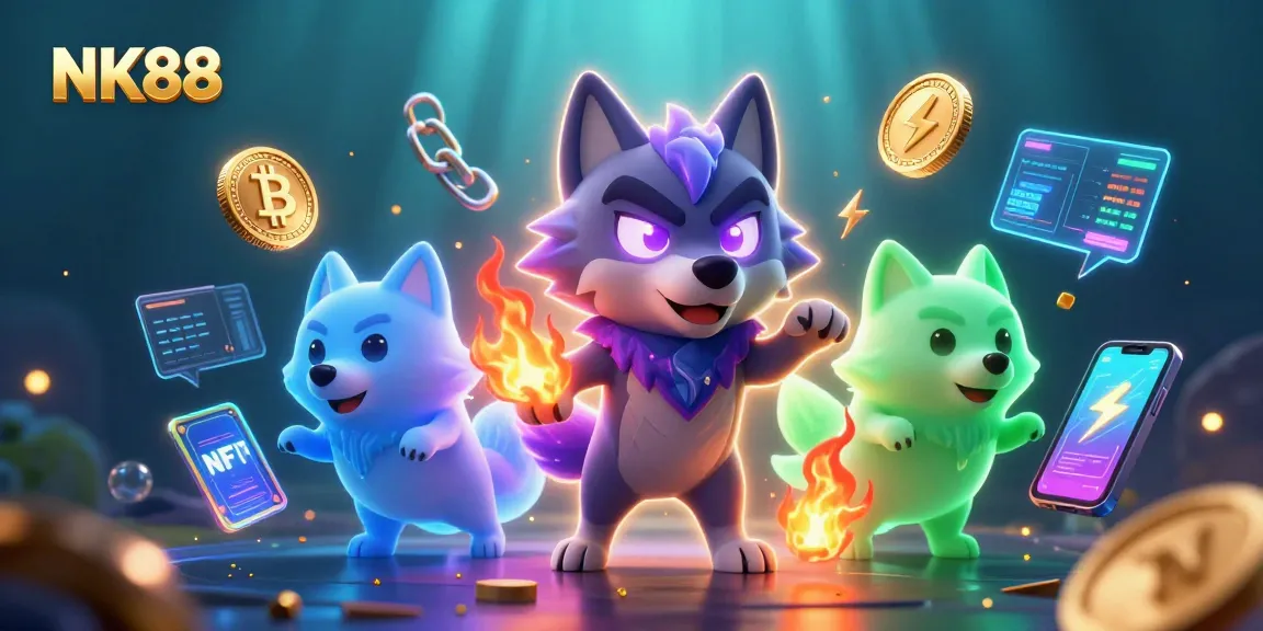 Engage with thrilling NK88 gaming action featuring ghostly wolves and digital coins.
