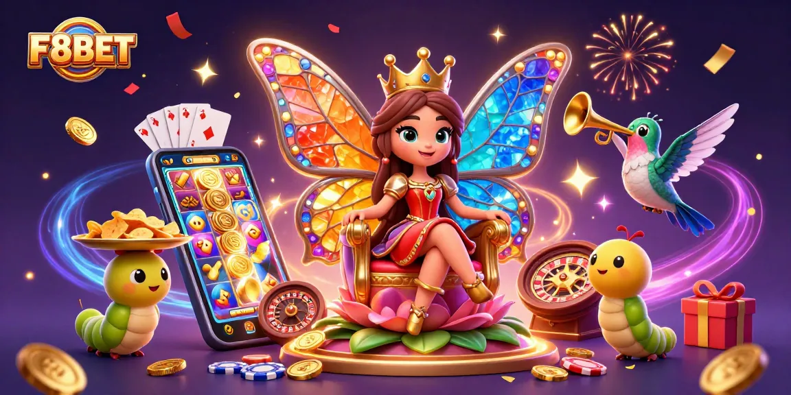 Experience the excitement of F8BET in a vibrant casino scene with dynamic characters and games.