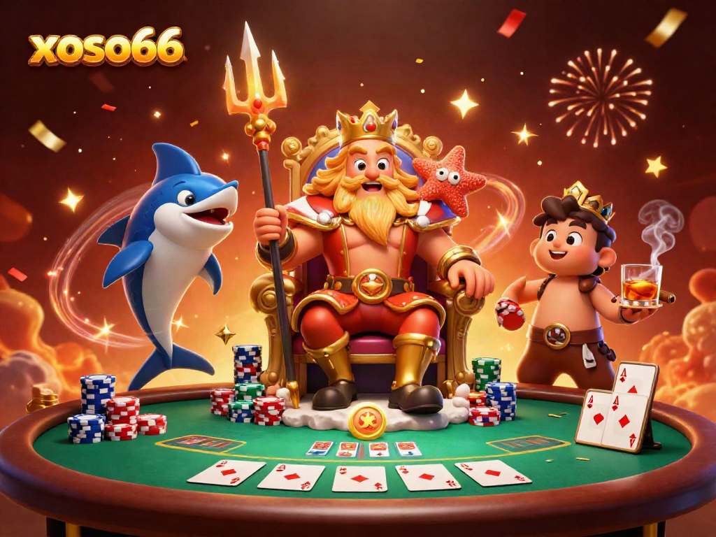Engage in thrilling poker action with xoso66 as Neptune and his bodyguard oversee the game.