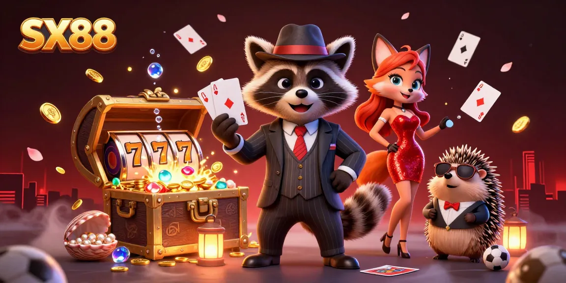 SX88 engages players with a royal flush in a vibrant 3D casino scene packed with dynamic game elements