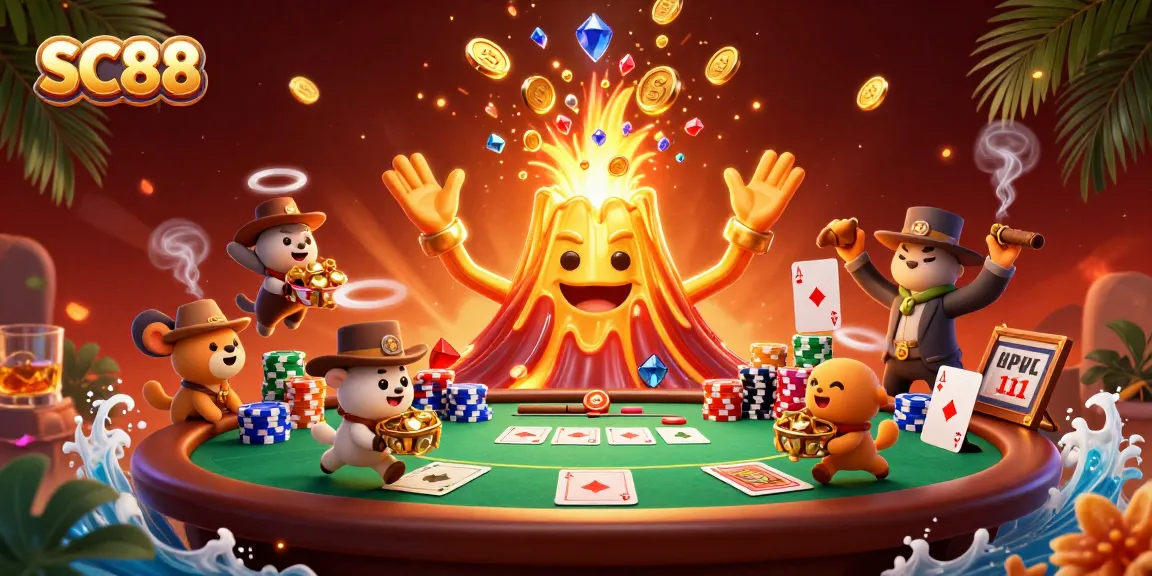 Experience thrilling wins at SC88 with a vibrant poker scene showcasing treasure and excitement.