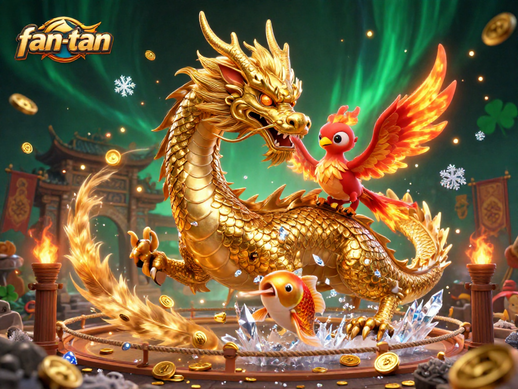 Bet on fan-tan as you witness the fierce dragon, phoenix, and koi in an epic gambling arena.