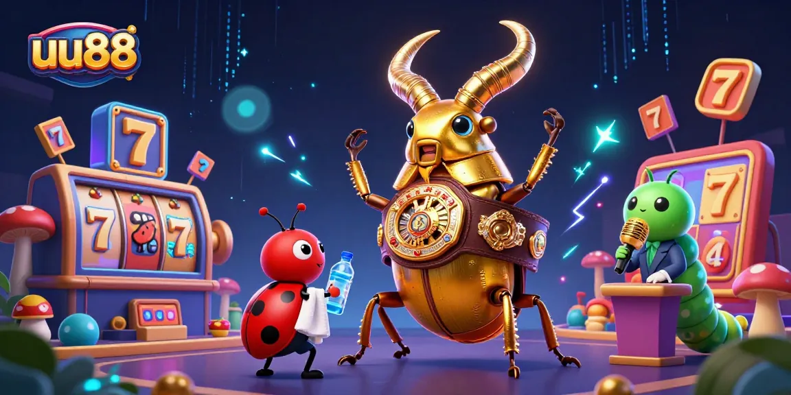 Experience the thrill of uu88 with a dynamic casino scene featuring colorful characters and gaming elements.