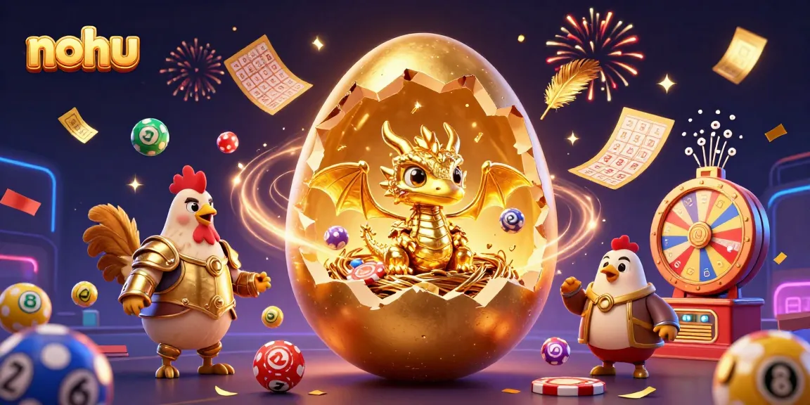 Engage with nohu's thrilling casino scene featuring vibrant lottery elements and a golden dragon.